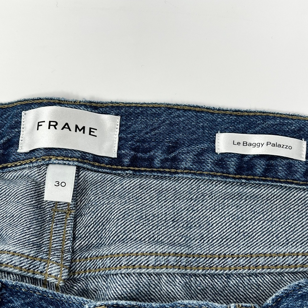 Frame Le Baggy Palazzo Wide Leg Jeans Ocean Drive Blue Women's Size 30 - Picture 6 of 11